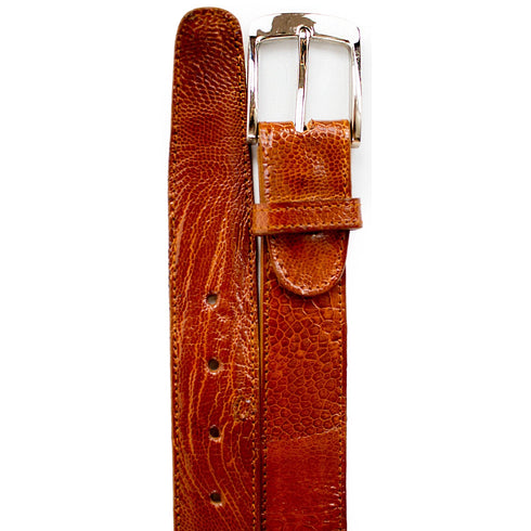 Mens Belvedere Ostrich Leg Dress Belt in Burgundy