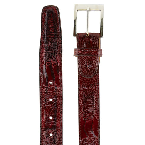 Mens Belvedere Ostrich Leg Dress Belt in Brandy