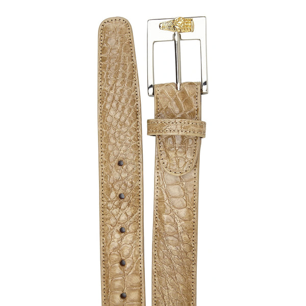 Mens Belvedere Alligator Dress Belt in Taupe