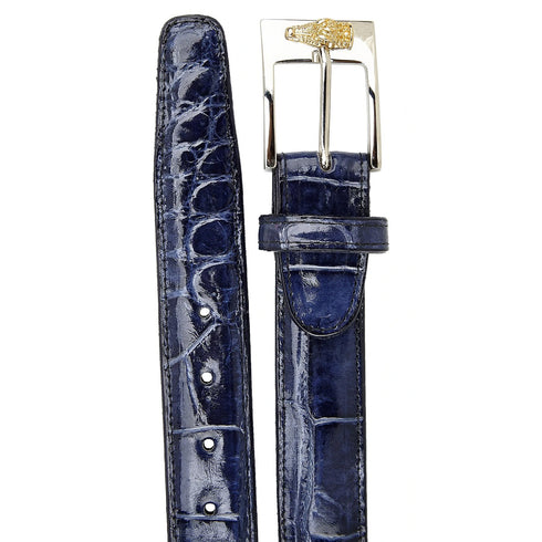 Mens Belvedere Alligator Dress Belt in Sky