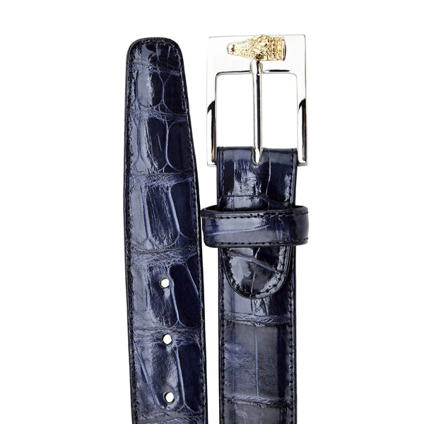 Mens Belvedere Alligator Dress Belt in Navy