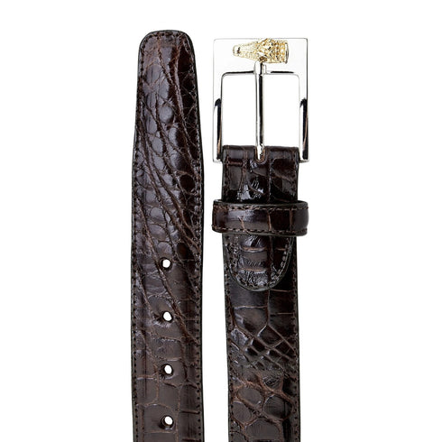 Mens Belvedere Alligator Dress Belt in Burgundy