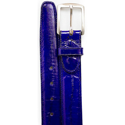 Mens Belvedere Eel Skin Belt in Navy