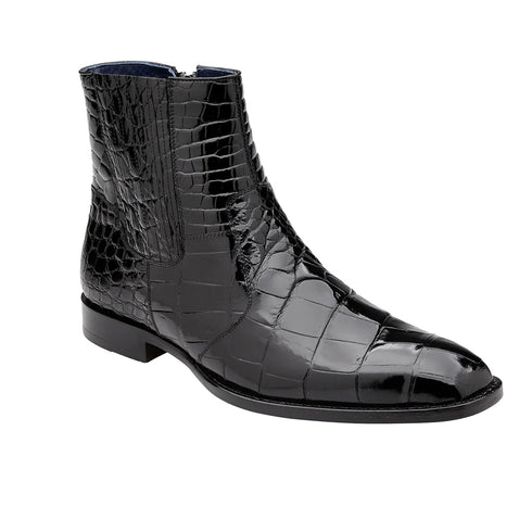 Mens Belvedere Genuine Alligator Ivan Dress Boot in Black