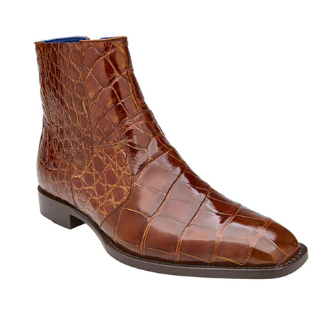 Mens Belvedere Genuine Alligator Ivan Dress Boot in Peanut Brandy