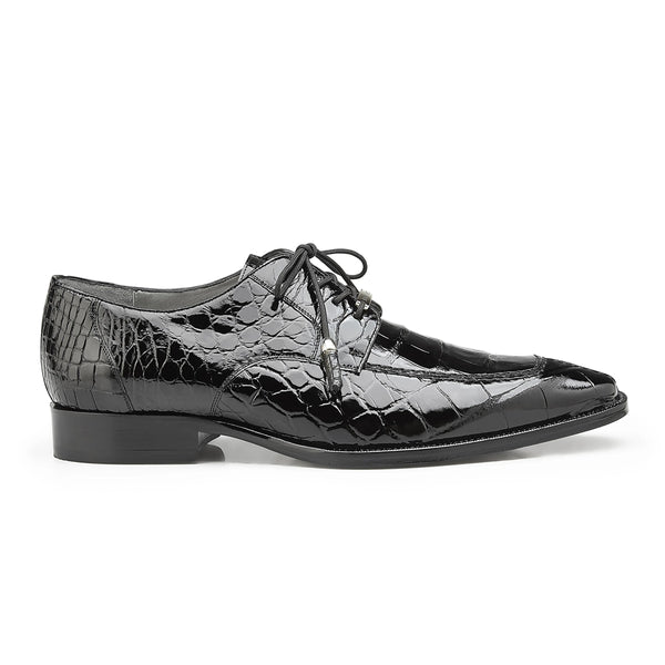 Mens Belvedere Lorenzo Alligator Split Toe Dress Shoe in Black