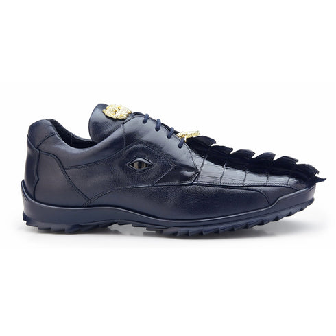 Mens Belvedere Vasco Hornback Crocodile Sneaker in Navy