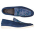 Zelli Bene Sueded Goatskin Loafer with Floral Fabric Vamp in Navy