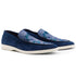 Zelli Bene Sueded Goatskin Loafer with Floral Fabric Vamp in Navy