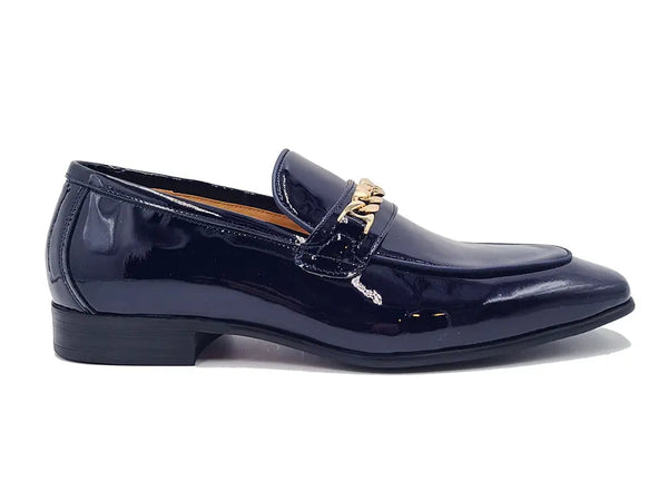 Beveled Squared Toe Patent Leather Loafer Carrucci