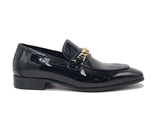 Beveled Squared Toe Patent Leather Loafer Carrucci