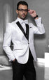 Big and Tall Size Tuxedo Dinner Jacket - Paisley Fabric Blazer in Color White