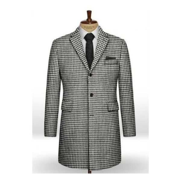 Big Houndstooth BW Tweed Overcoat