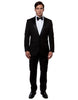 Mens Modern Fit 1 Button Peak Wool Tuxedo in Black