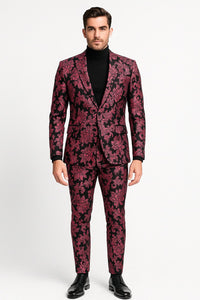 Mens Black and Pink Floral Tuxedo Suit – Magento Fucia Plumish Color S –  OvercoatUSA