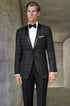 Mens Black Plaid Tuxedo Jacket Slim Fit Black with Grey Plaid Pattern Tuxedo