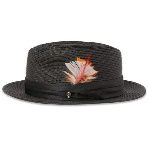 Tapa Crushable Straw Hat Fedora in Black