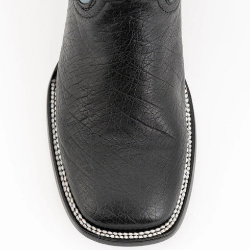 Ferinni Boot - Mens Dress Cowboy Boot  - Ferrini Men's Morgan Smooth Ostrich Square Toe Boots Handcrafted - Black