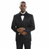 Knot Side Textured Paisley 2pc Tuxedo, Black