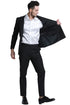 Men's Slim Fit Double Breasted Bold Gangster Pinstripe Suit In Black