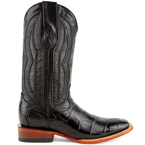 Ferinni Boot - Mens Dress Cowboy Boot  - Ferrini Men's Stallion Alligator Belly Boots Square Toe Black in Black