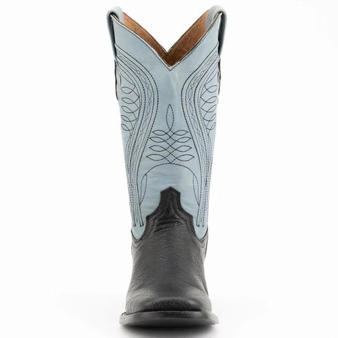 Ferinni Boot - Mens Dress Cowboy Boot  - Ferrini Men's Morgan Smooth Ostrich Square Toe Boots Handcrafted - Black