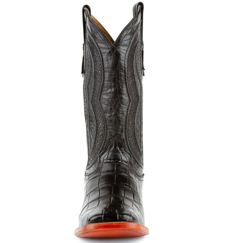 Ferinni Boot - Mens Dress Cowboy Boot  - Ferrini Men's Stallion Alligator Belly Boots Square Toe Black in Black