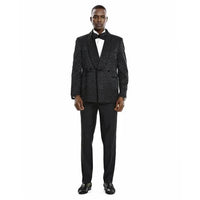 Knot Side Textured Paisley 2pc Tuxedo, Black