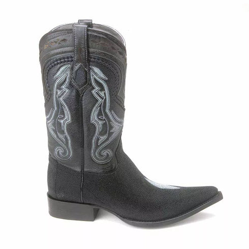 Los Altos Black Stingray Single Stone 3X Toe Men’s Boot