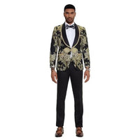2026 Prom Special Black Paisley 2pc Mens Suit by Tazzio