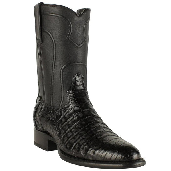 Los Altos Boots - Mens Dress Cowboy Boot - Low Priced Black Caiman Belly Roper Boots - in Black