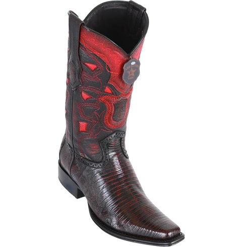 Los Altos Boots - Mens Dress Cowboy Boot - Low Priced  Lizard European Style Cowboy Boots - Black Cherry