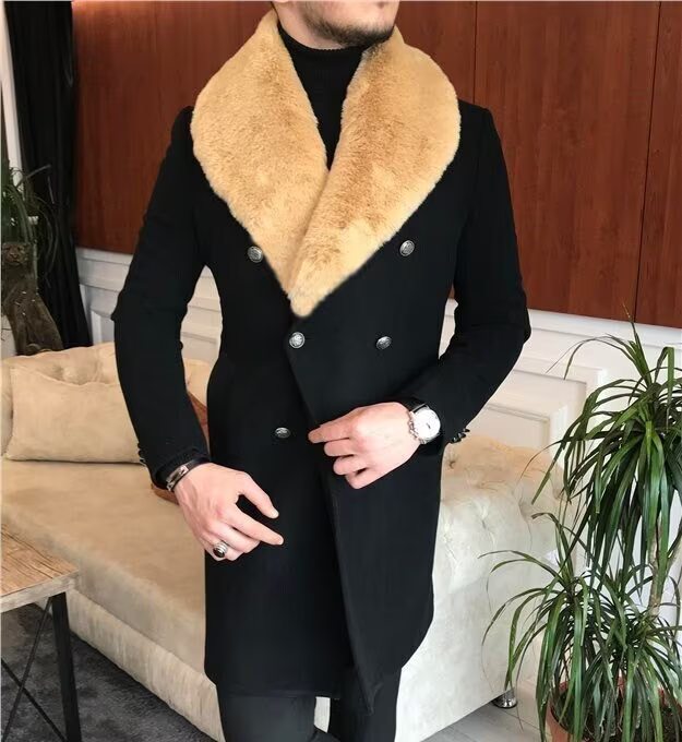 Peacoat with fur collar top mens