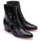 Los Altos Mens Black Genuine Ostrich Leg Leather Ankle Boots