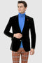 Mens Two Button Modern Fit Black Velvet Blazer