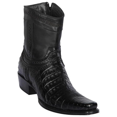 Los Altos Boots - Mens Dress Cowboy Boot - Low Priced Black Caiman Belly European Toe- in Black