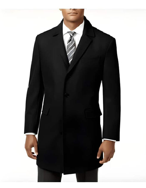 Men's  Single Breasted Long Jacket Wool Black men's Car Coat