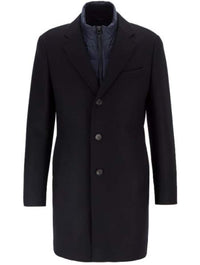 Long Dress men's Dress Topcoat - Winter coat 100% Cashmere Fabric Standard Length Coat Dark Blue