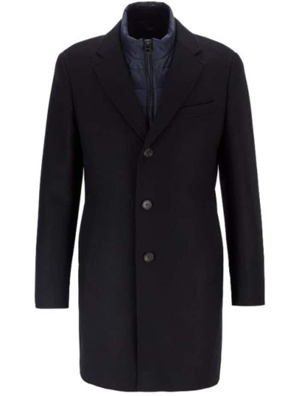 Long Dress men's Dress Topcoat - Winter coat 100% Cashmere Fabric Standard Length Coat Dark Blue