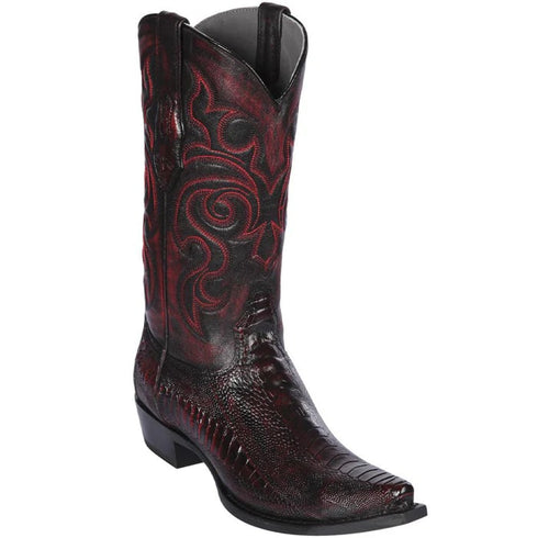 Los Altos Boots - Mens Dress Cowboy Boot - Low Priced Black Cherry Ostrich Leg Cowboy Boots - in Black