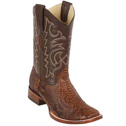 Los Altos Boots - Mens Dress Cowboy Boot - Low Priced Brown Square Toe Western Boots Snakeskin- in Brown