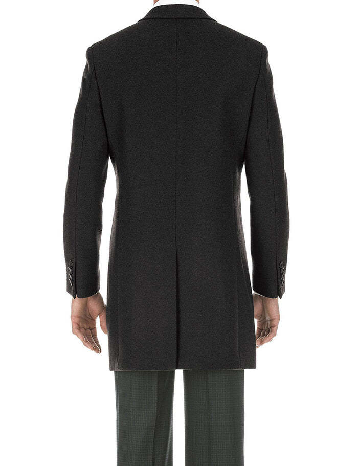Black Fall/Winter Essential Slim Fit Overcoat Wool Blend – OvercoatUSA