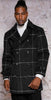 Mens Plaid Peacoat - Plaid Pattern Black Coat