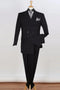 Mens Black Double Breasted Suit - Mens Three Quarter Length Double Breasted Fashion Suit in Black