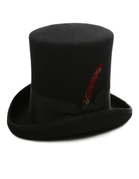 Victorian Steampunk Top Hat - 1800 19th Century - Dressy Loden Felt Top Black Hat