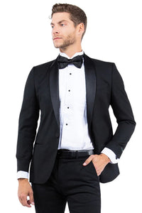 Mens Modern Fit one button shawl lapel tuxedo separates Black jacket