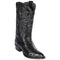 J Toe Cowboy Boots - J Toe Western Boots - Los Altos Boots - Mens Dress Cowboy Boot - Low Priced Black Ostrich Cowboy Boots J-Toe - in Black