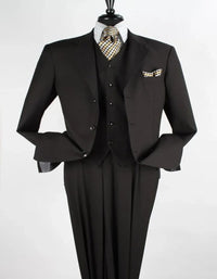 Pleated Suit - Mens Suits With Pleated Pant -  Regular Fit Suit - Single Pleated Black Pant Suit