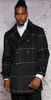 Mens Plaid Overcoat - Wool Peacoat - Black Plaid Topcoat