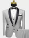 Advanced Silver Grey Prom Suit Black Satin Shawl Lapel Wedding Tuxedos for Groom Groomsmen - Wayne